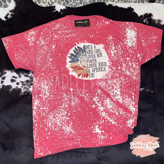 Red Free Fallin' Bleached Tee