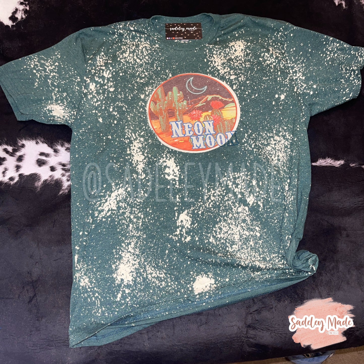 Emerald Green 'Neon Moon' Bleached Tee