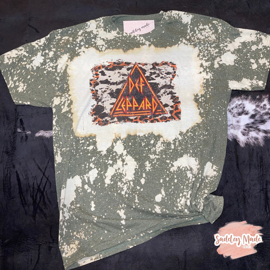 Def Leppard Olive Bleached Tee