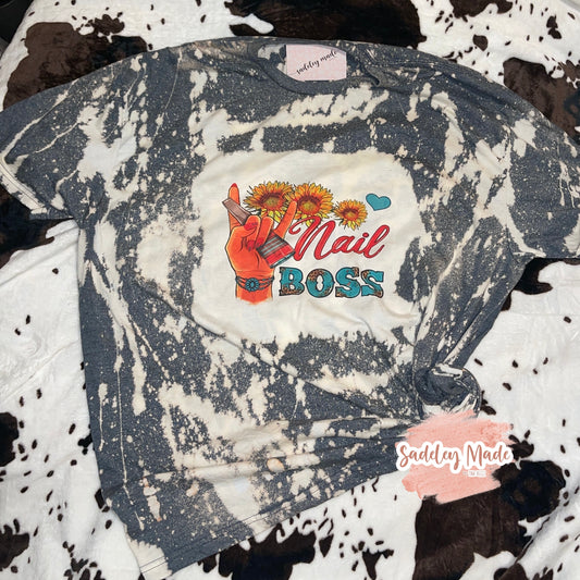 Nail Boss Dark Gray Bleached Tee