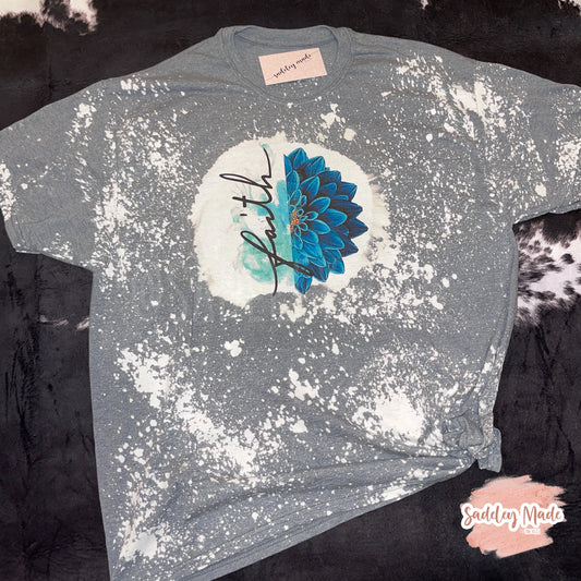 Floral Faith Gray Bleached Tee