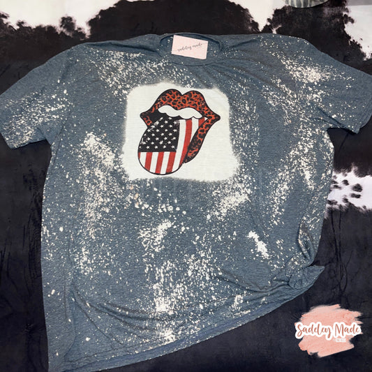 Americana Tongue Dark Gray Bleached Tee