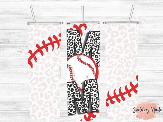 Leopard Baseball Mom 20oz. Skinny Tumbler