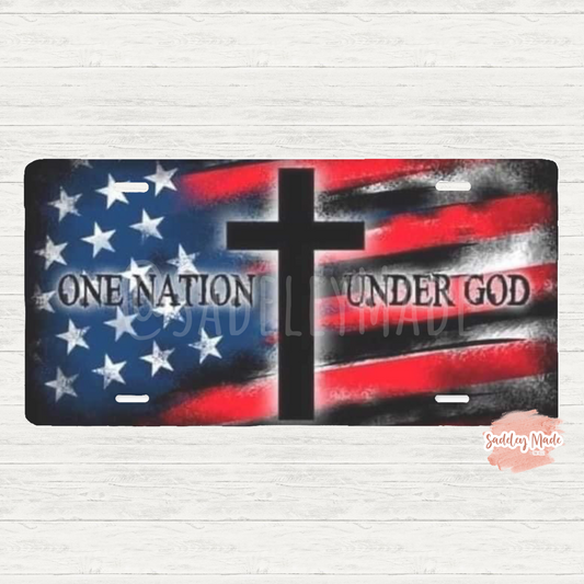 One Nation Under God Americana License Plate