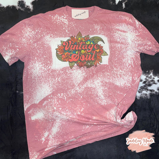 Vintage Soul Retro Pink Bleached Tee