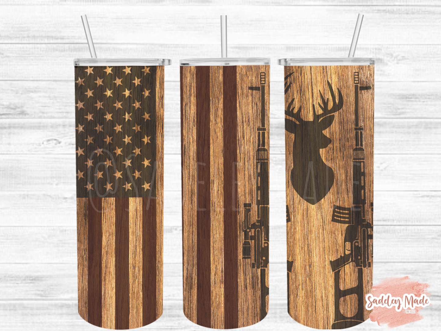 Wooden Deer Flag 20oz. Skinny Tumbler