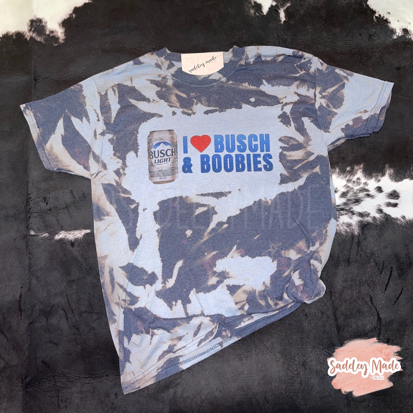 Beer & Boobies Navy Bleached Tee