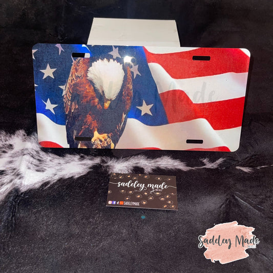 American Flag & Bald Eagle License Plate