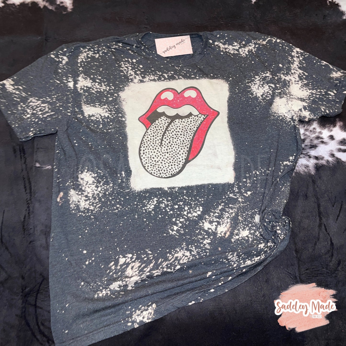 Pink Animal Tongue Dark Gray Bleached Tee